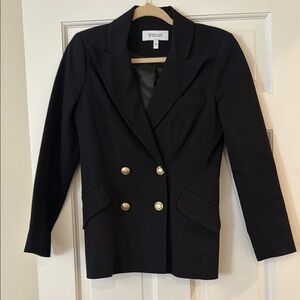 Black Double-Breasted Blazer with Gold Buttons